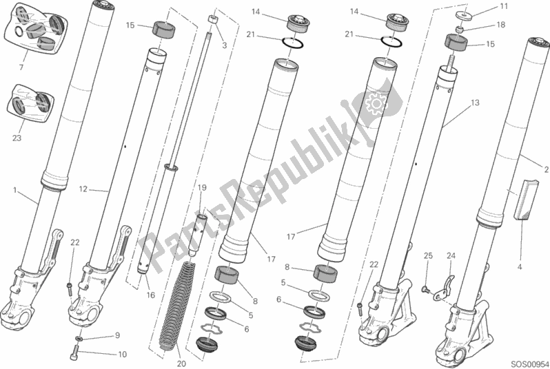 Todas las partes para Tenedor Frontal de Ducati Scrambler Cafe Racer Thailand 803 2020
